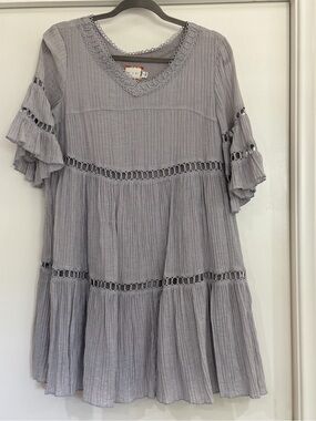 Women's Lavender Mini Dress with Lace Trim Size S Excellent Condition